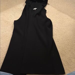 Sioni long hooded open front Black vest